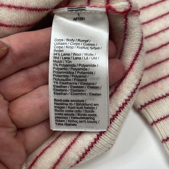 Lacoste x Disney Minnie Mouse Wool Red and White Striped Crew Neck Sweater 32/XS - Picture 5 of 12